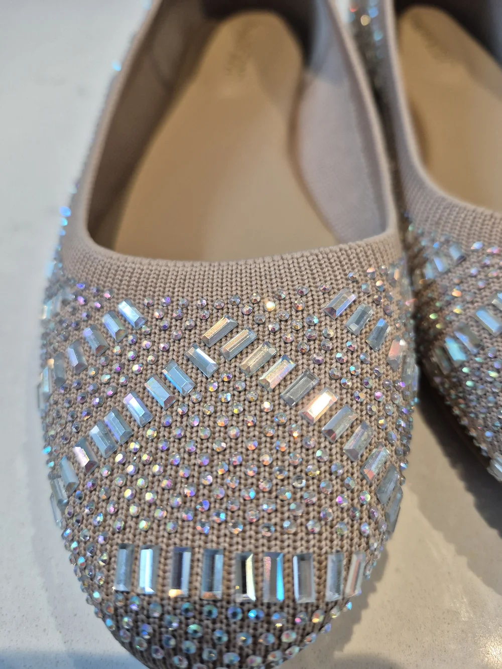 Thalia Sodi Beaded Ballet Flats in Light Taupe